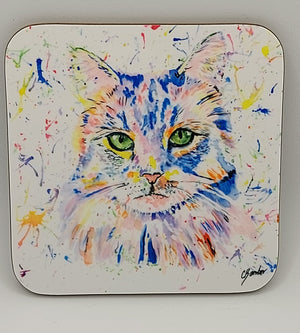 Cat Lover Artist Designed Coaster - Lovely Gift - In Stock