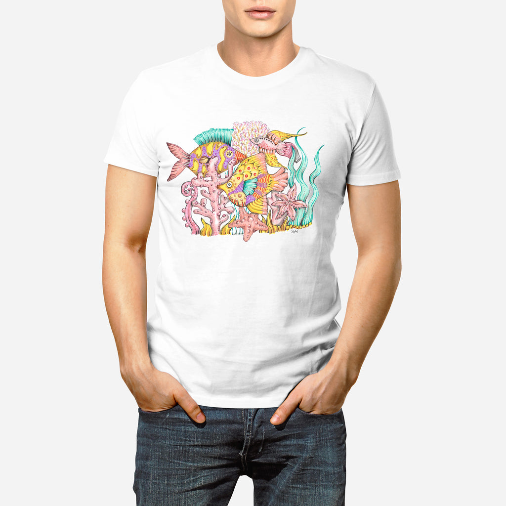 Underwater Fish Scene - Mens T-Shirt (UK Sizes up to 6XL)- Artwork by the Very Talented Artist Sarah Neville - Made to Order