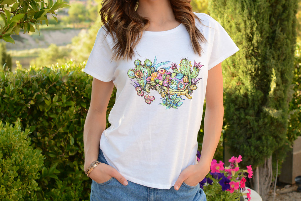 Tortoises - Ladies T-Shirt (UK Sizes 8-40)- Artwork by the Very Talented Artist Sarah Neville - Made to Order