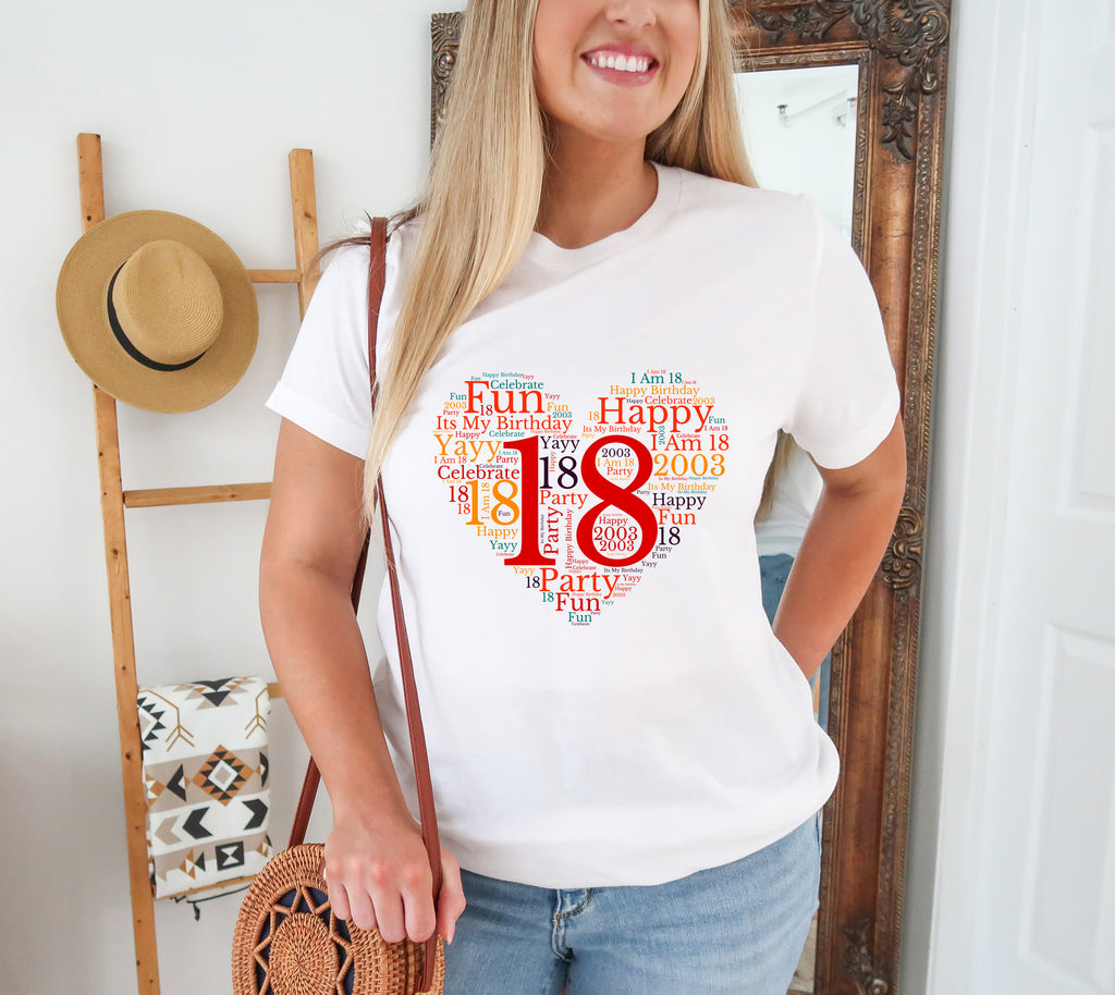 18th Birthday T-Shirt (UK Ladies Sizes 8-40) - Design by Handmade By Pixies - Made to Order