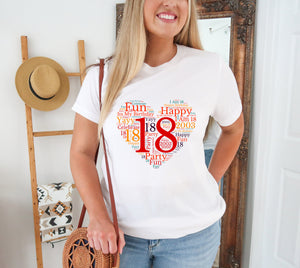 18th Birthday T-Shirt (UK Ladies Sizes 8-40) - Design by Handmade By Pixies - Made to Order