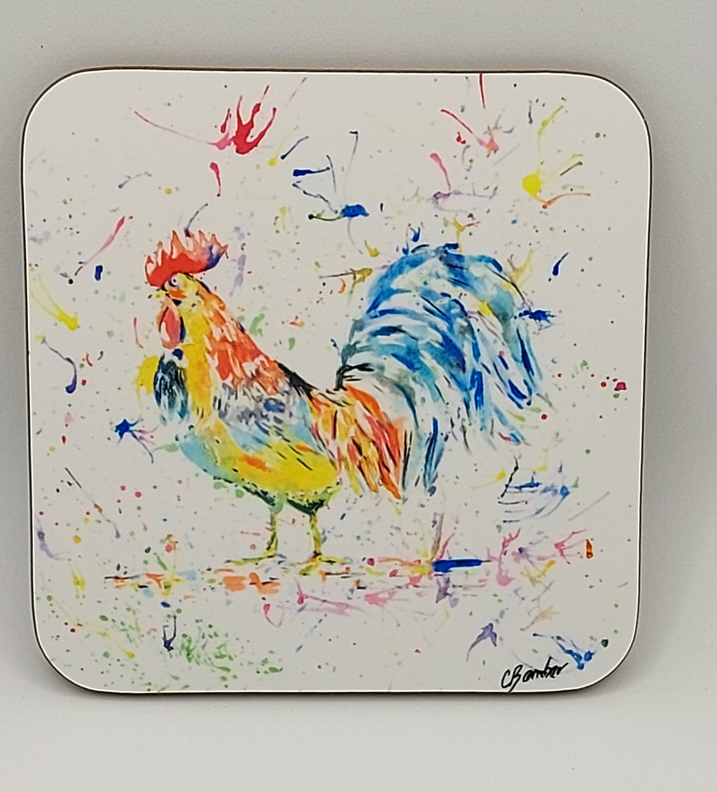 Farmyard, Cockerel Artist Designed Coaster - Lovely Gift for Chicken Lovers - In Stock