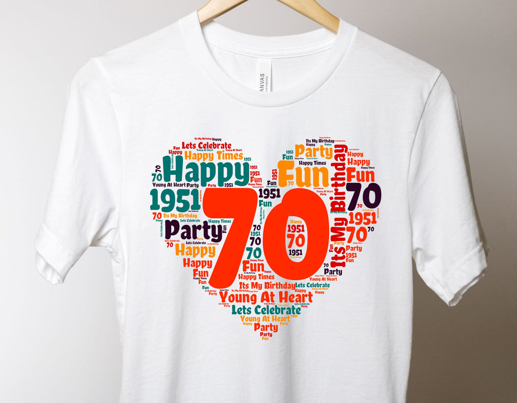 70th Birthday T-Shirt (UK Ladies Sizes 8-40) - Design by Handmade By Pixies - Made to Order