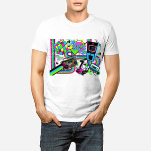 80's Style  - Mens T-Shirt (UK Sizes up to 6XL)- Artwork by Handmade By Pixies - Made to Order