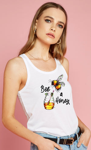 Bee A Honey - Ladies Vest Top - Artwork by the Very Talented Artist Sarah Neville - Made to Order