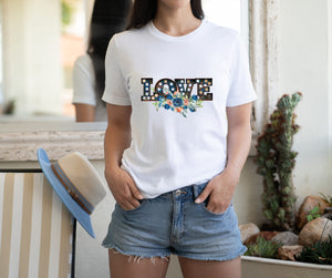 Love and Flowers - Ladies T-Shirt (UK Sizes 8-40) - Made to Order