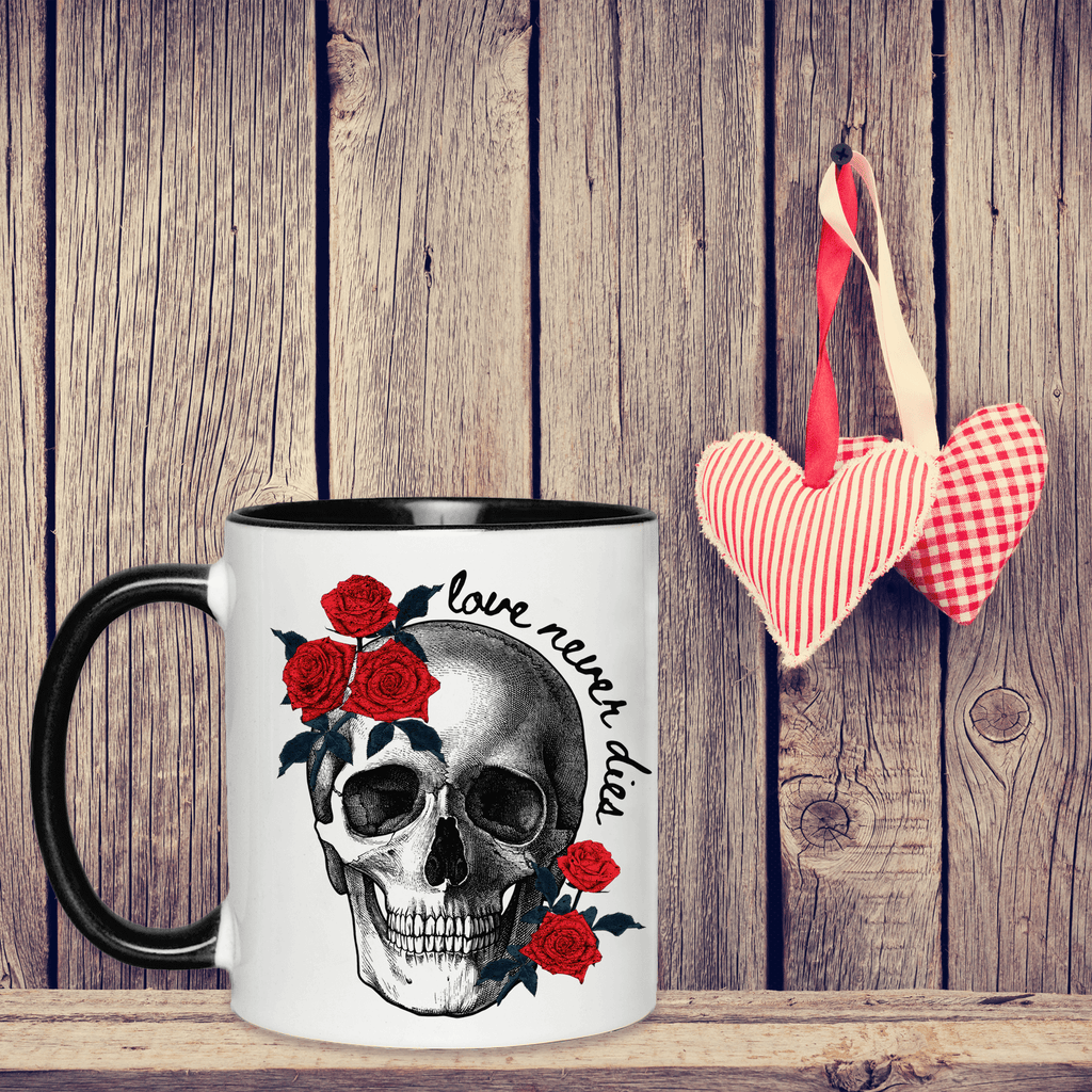 Love Never Dies (Skull) - Black and White Valentines Day Mug - Made to Order (Last Orders before Valentines Day: 4th February