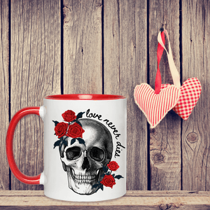Love Never Dies (Skull) - Red and White Valentines Day Mug - Made to Order (Last Orders before Valentines Day: 4th February