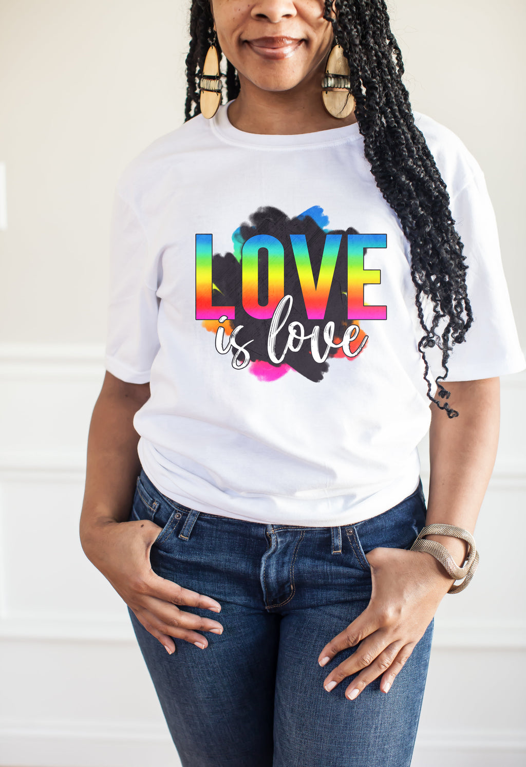 Love Is Love Bright Colours - Ladies T-Shirt (UK Sizes 8-40) - Design by Handmade By Pixies - Made to Order