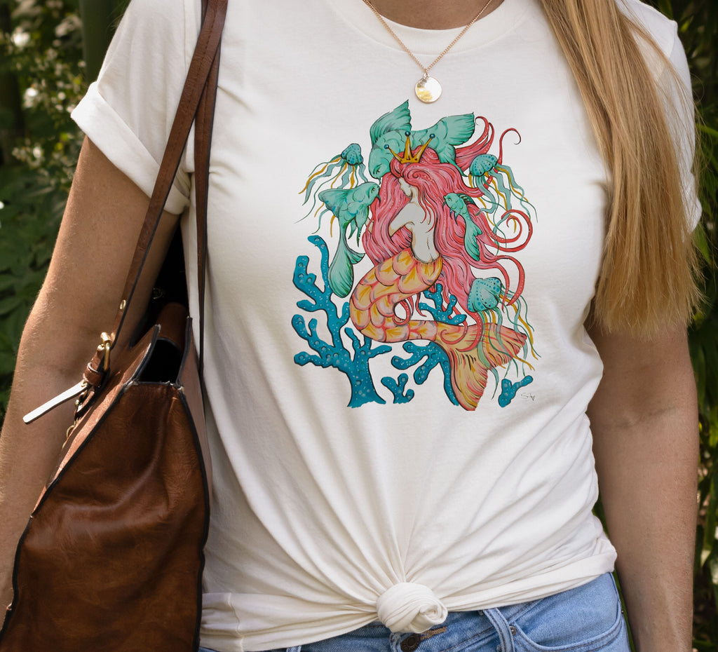 Mermaid - Ladies T-Shirt (UK Sizes 8-40) - Artwork by the Very Talented Artist Sarah Neville - Made to Order