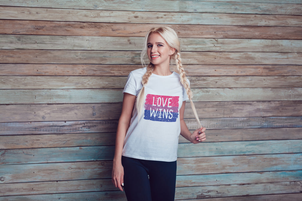 Lovely 'Love Wins'  T-Shirt (Ladies UK Sizes 8-40)  - Design by Handmade By Pixies - Made to Order