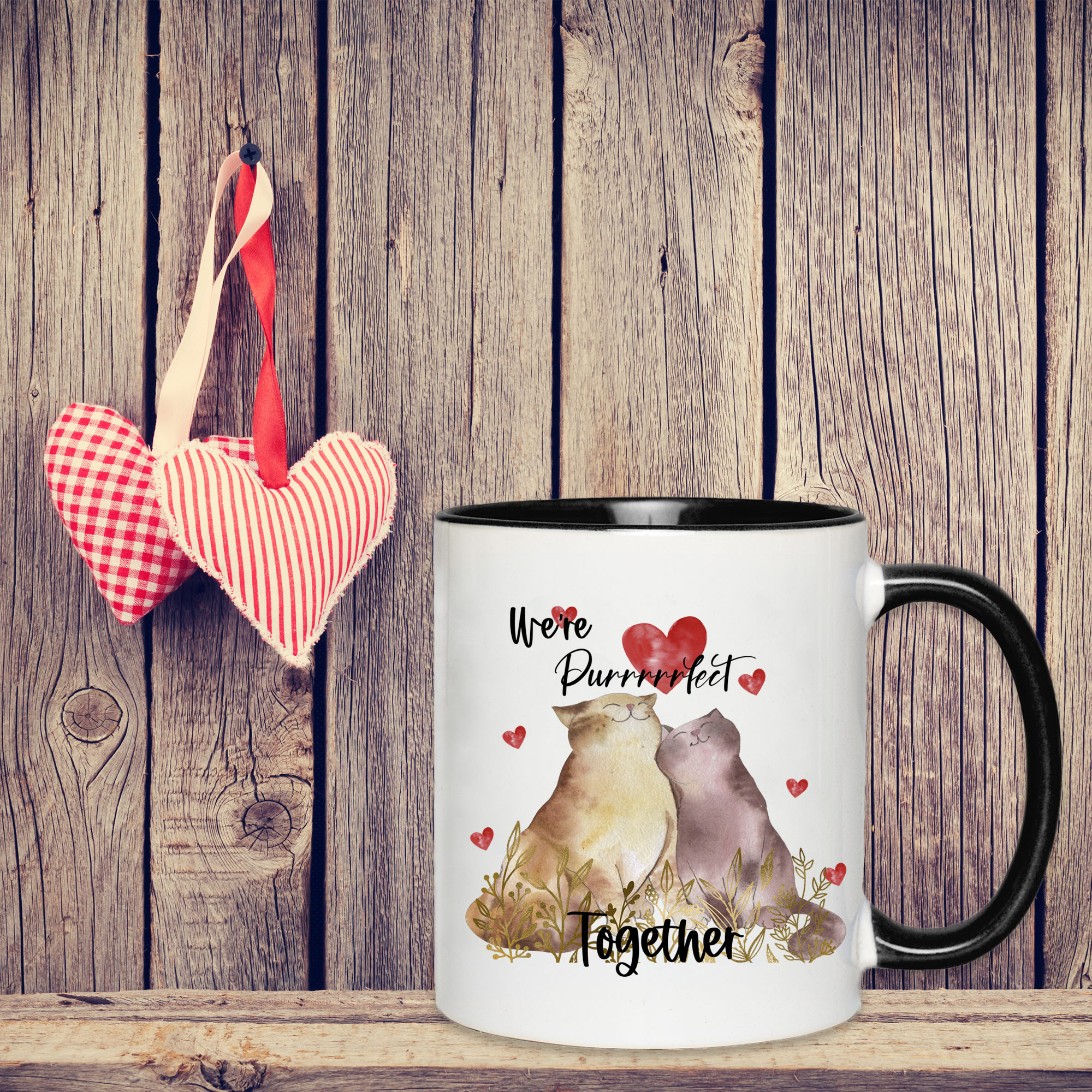 We're Purrrrrfect Together - Black and White Valentines Day Mug - Made to Order (Last Orders before Valentines Day: 4th February