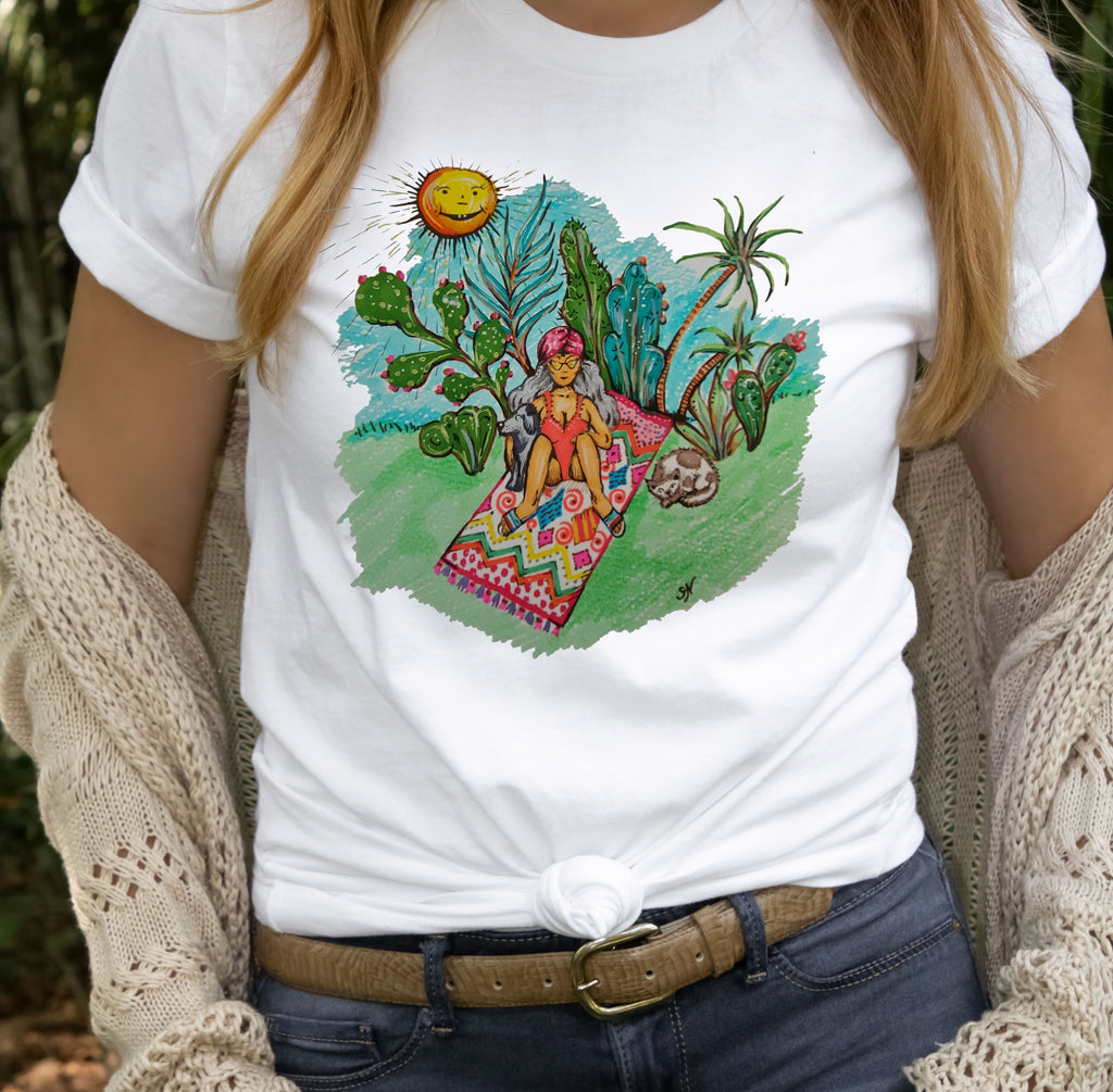 Sunbathing - Ladies T-Shirt (UK Sizes 8-40) - Artwork by the Very Talented Artist Sarah Neville - Made to Order