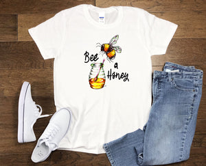 Bee a Honey - Ladies T-Shirt (UK Sizes 8-40) - Artwork by the Very Talented Artist Sarah Neville - Made to Order