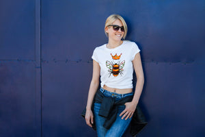 Queen Bee - Ladies T-Shirt (UK Sizes 8-40) - Artwork by the Very Talented Artist Sarah Neville - Made to Order