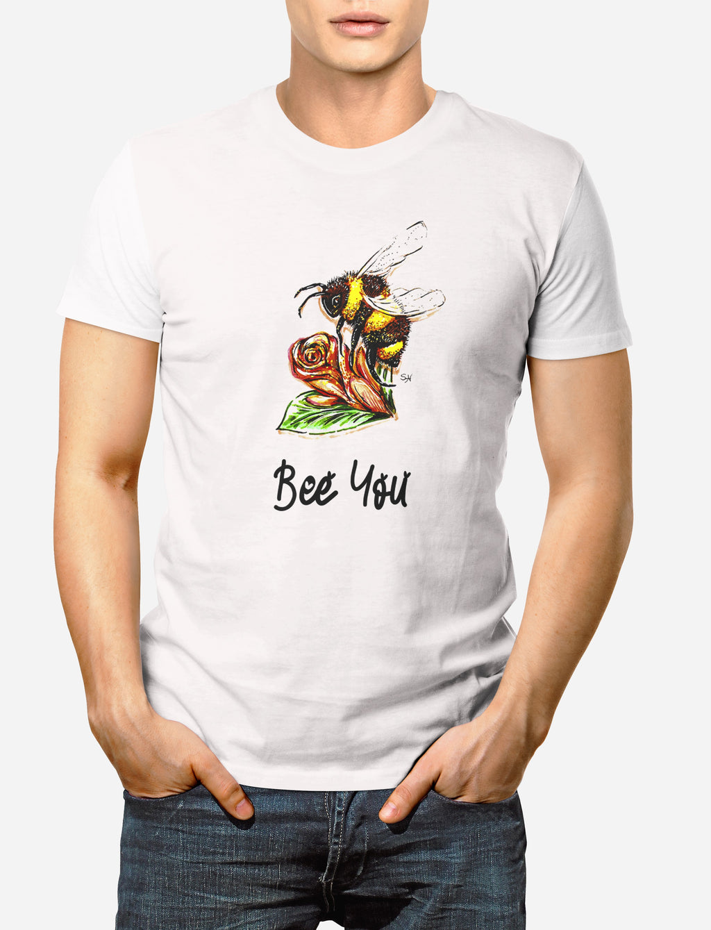 Bee You - Mens T-Shirt - Artwork by the Very Talented Artist Sarah Neville - Made to Order