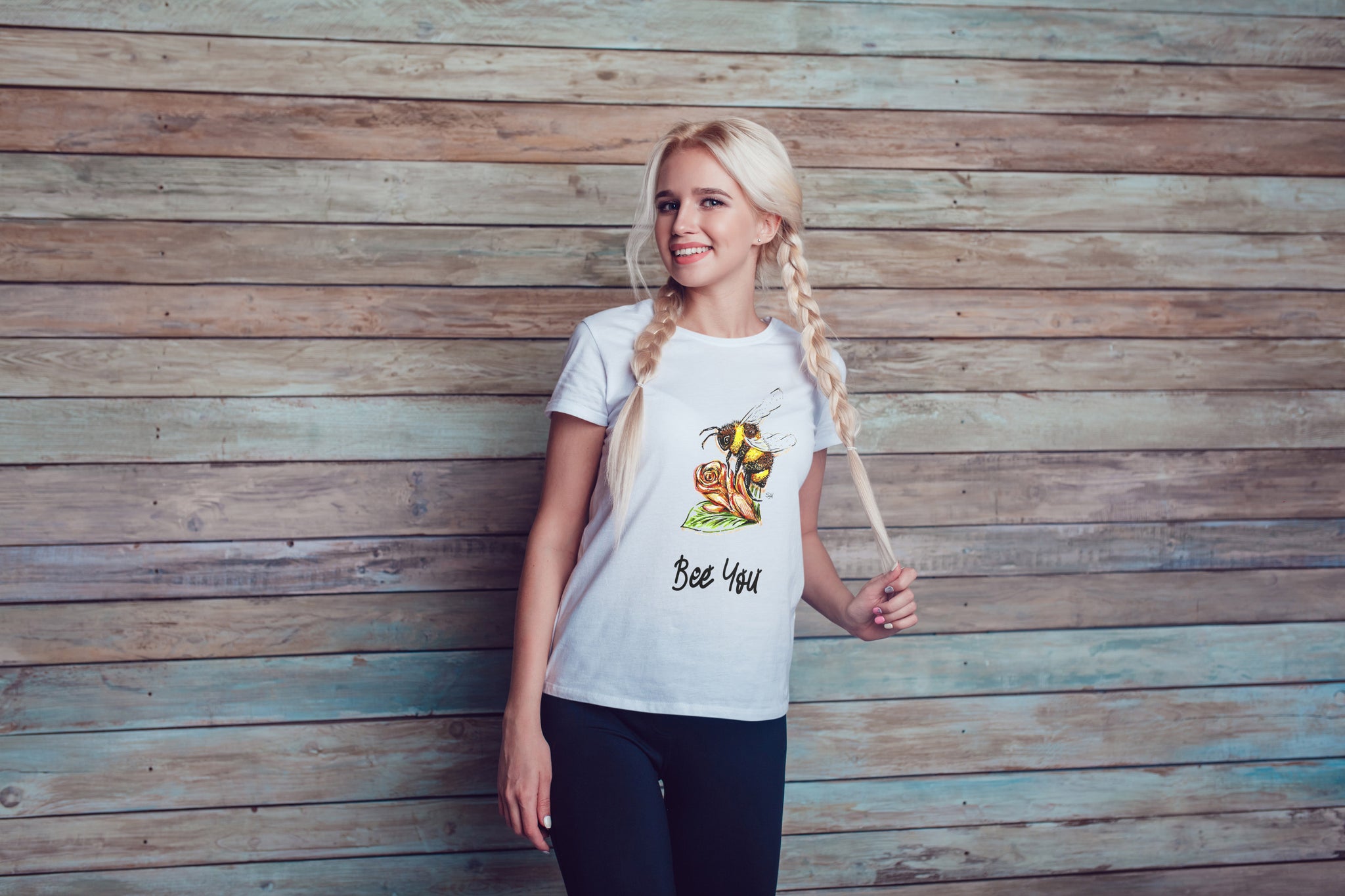 Bee You - Ladies T-Shirt (UK Sizes 8-40)- Artwork by the Very Talented Artist Sarah Neville - Made to Order