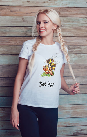 Bee You - Ladies T-Shirt (UK Sizes 8-40)- Artwork by the Very Talented Artist Sarah Neville - Made to Order