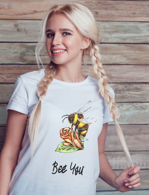 Bee You - Ladies T-Shirt (UK Sizes 8-40)- Artwork by the Very Talented Artist Sarah Neville - Made to Order