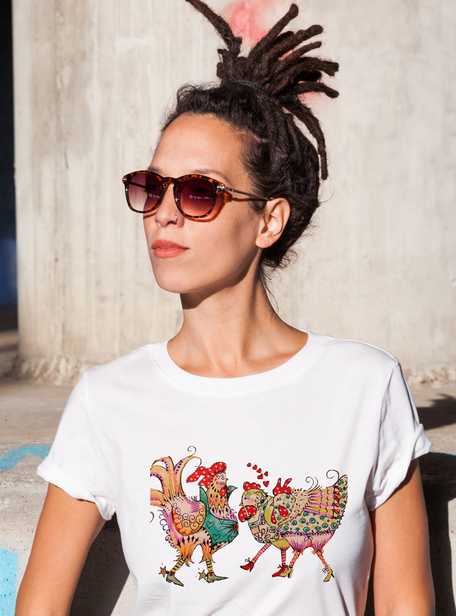 Hen Pecked Chicken - Ladies T-Shirt (UK Sizes 8-40) - Artwork by the Very Talented Artist Sarah Neville - Made to Order