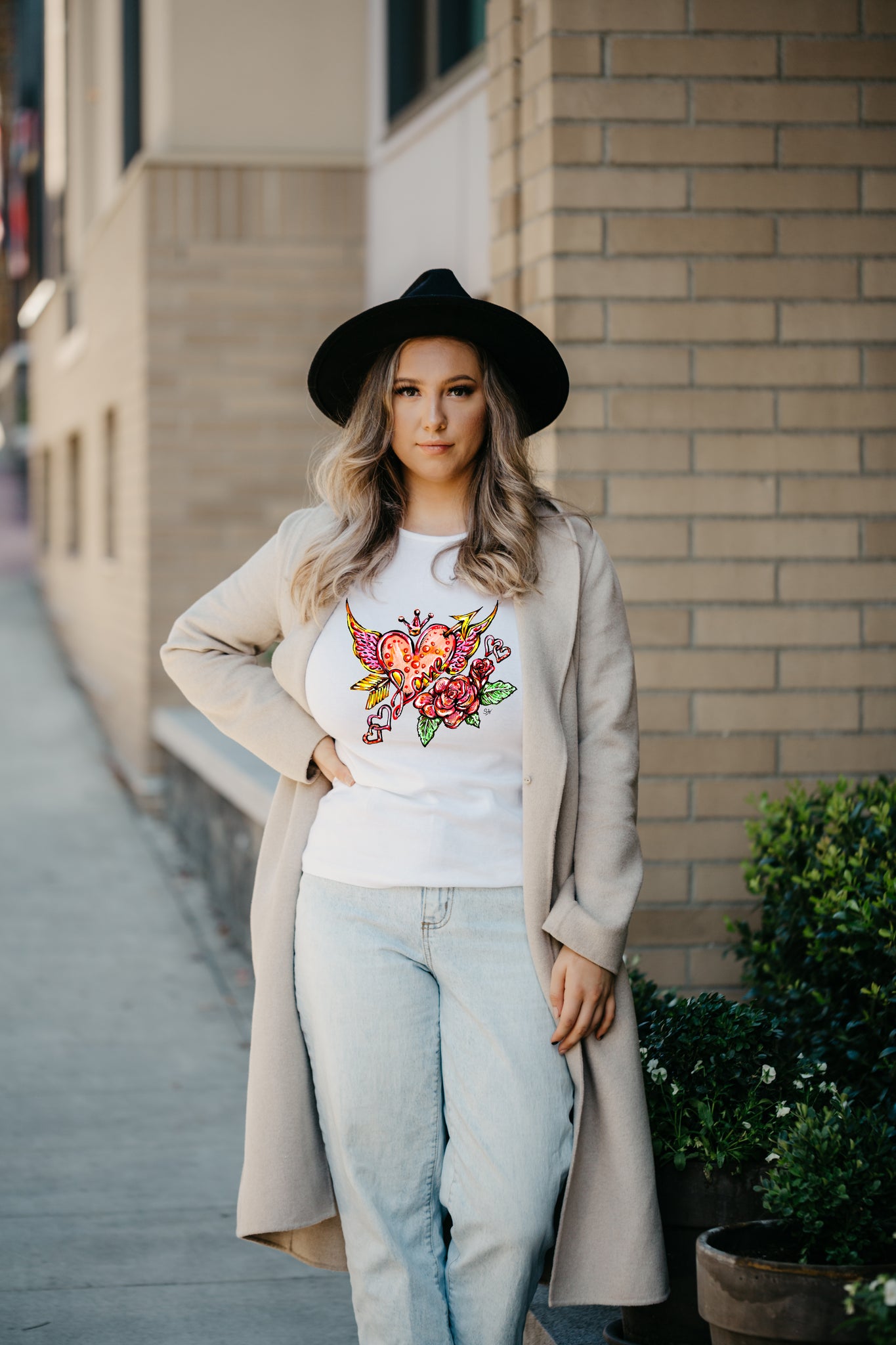 Heart In Love - Ladies T-Shirt (UK Sizes 8-40) - Artwork by the Very Talented Artist Sarah Neville - Made to Order