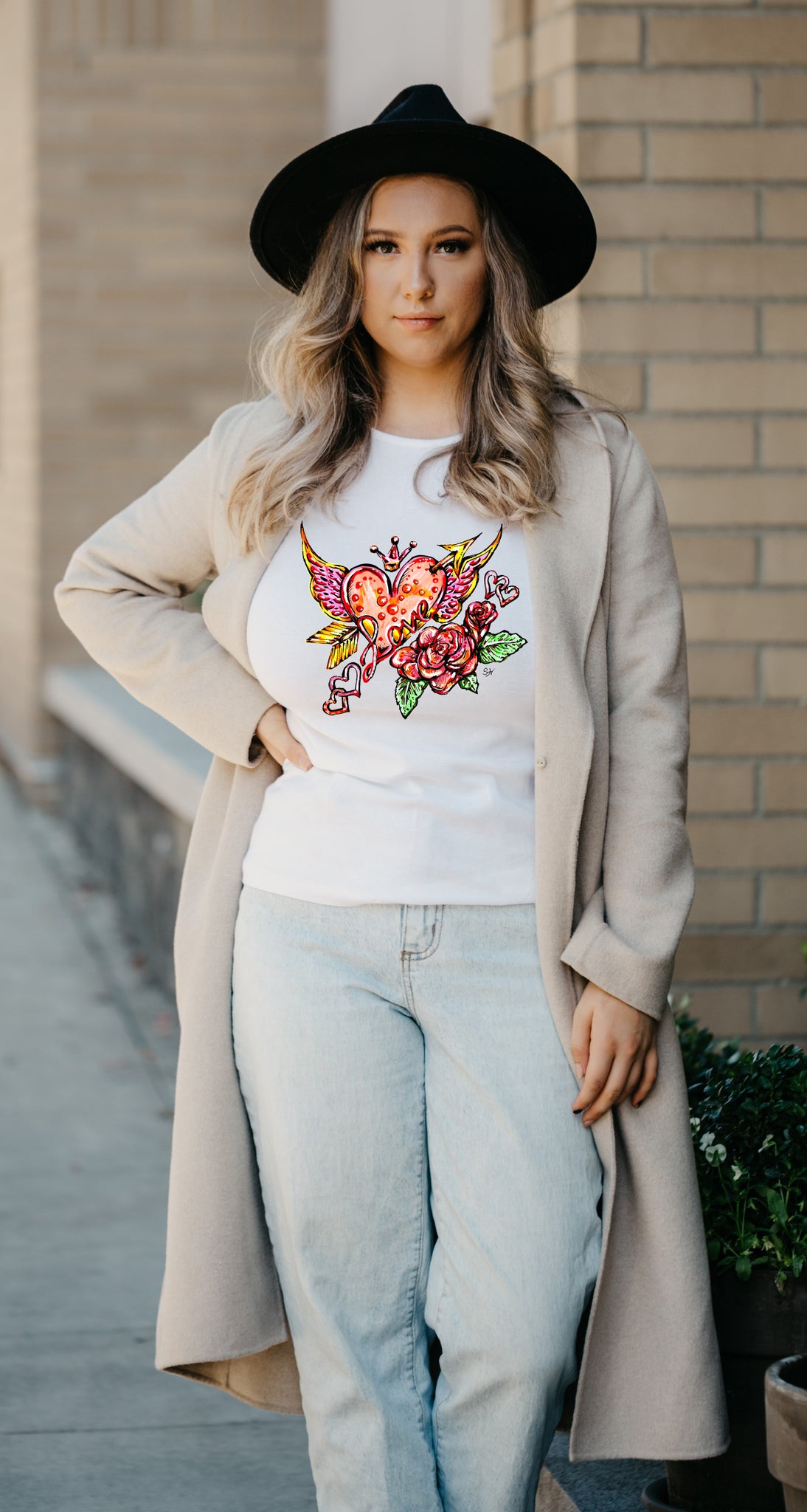 Heart In Love - Ladies T-Shirt (UK Sizes 8-40) - Artwork by the Very Talented Artist Sarah Neville - Made to Order