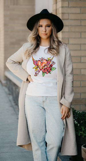 Heart In Love - Ladies T-Shirt (UK Sizes 8-40) - Artwork by the Very Talented Artist Sarah Neville - Made to Order