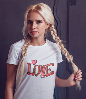 Love - Ladies T-Shirt (UK Sizes 8-40) - Artwork by the Very Talented Artist Sarah Neville - Made to Order