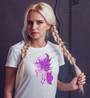 Purple Pegasus - Ladies T-Shirt (UK Sizes 8-40) - Artwork by the Very Talented Artist Sarah Neville - Made to Order